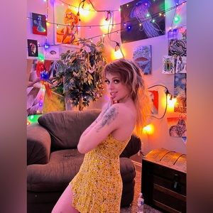 Floral yellow mini dress